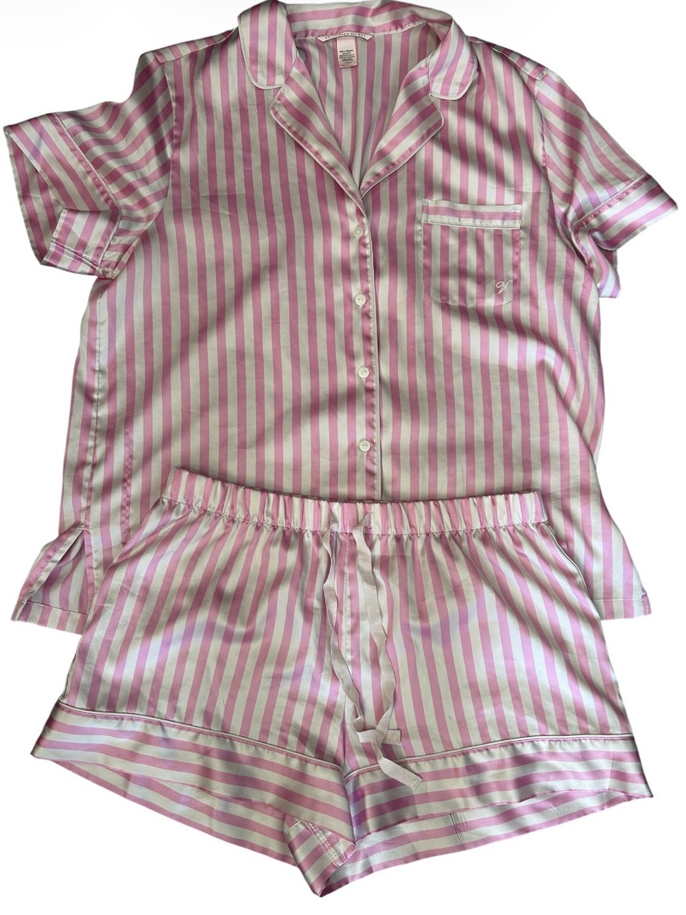 Victoria's Secret Satin Striped Short Pajama Set Sz M